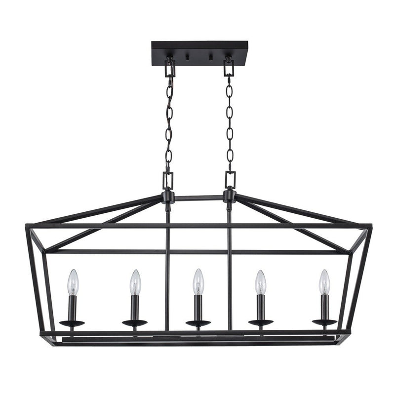 Lacey 5-Light 36" Linear Pendant in Black in Black