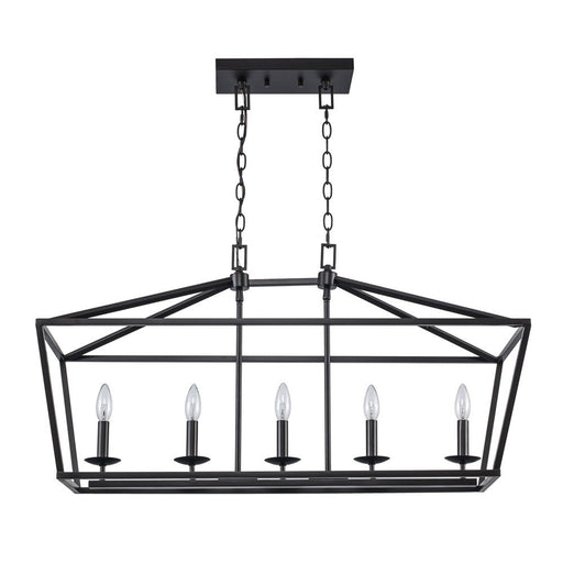 Lacey 5-Light 36" Linear Pendant in Black in Black