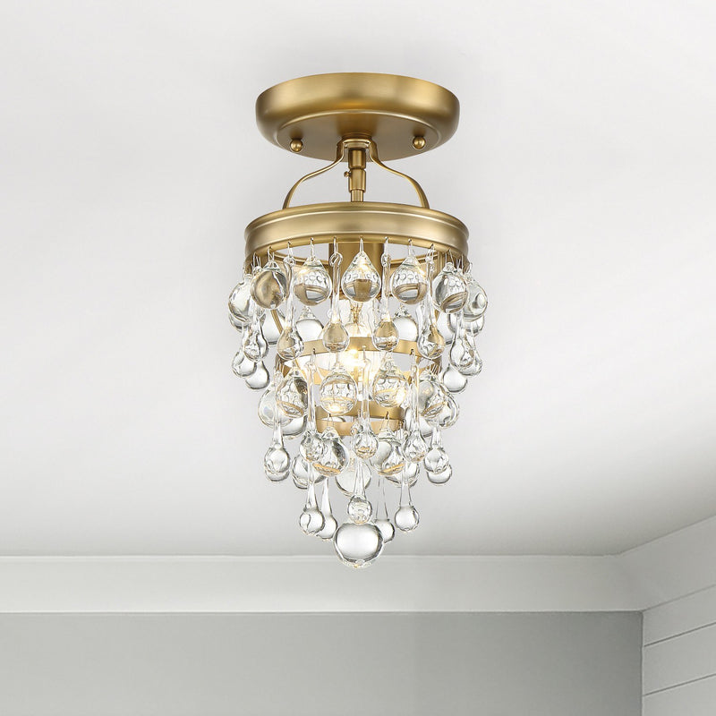 Calypso 1 Light 7.25" Semi Flush Mount in Vibrant Gold in a room setting