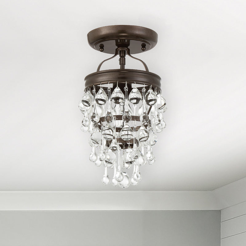 Calypso 1 Light 7.25" Semi Flush Mount in Vibrant Bronze in a room setting