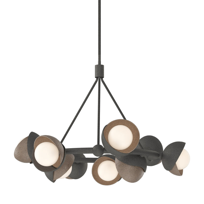 Brooklyn 9-Light 32" Double Shade Ring Chandelier in Natural Iron
