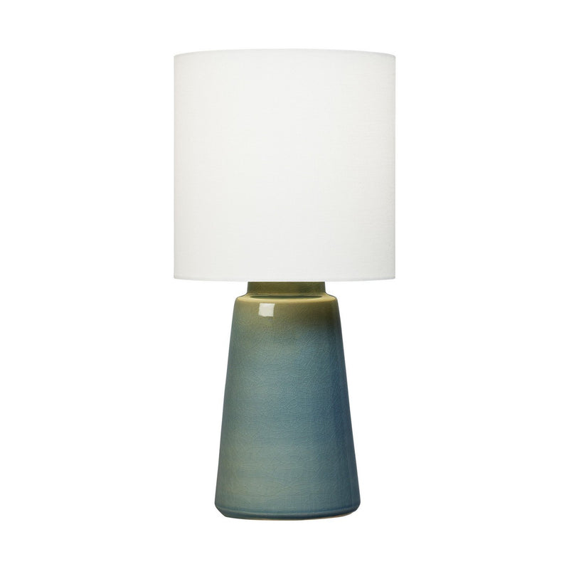 Vessel Medium Table Lamp in Blue Anglia Crackle