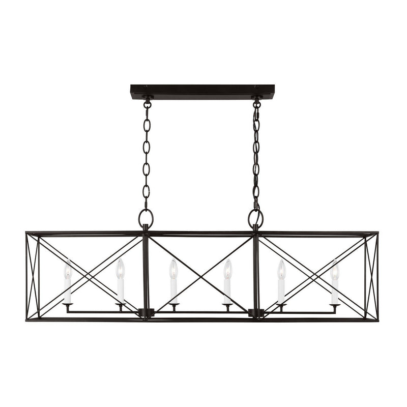 Beatrix 6-Light Large Linear Pendant in Aged Iron