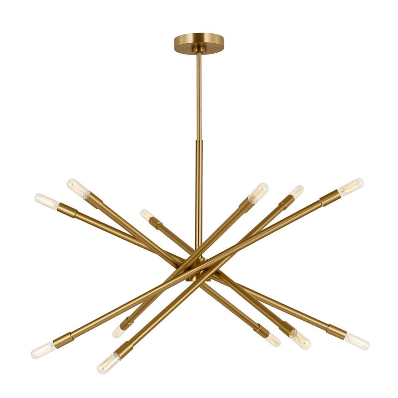 Eastyn 12-Light Large Chandelier in Burnished Brass
