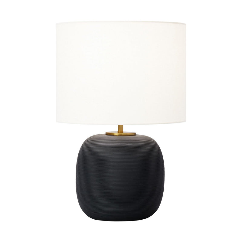 Fanny Wide Table Lamp in Rough Black Ceramic