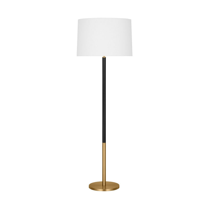 Monroe Large Floor Lamp in Burnished Brass and Glossy Black