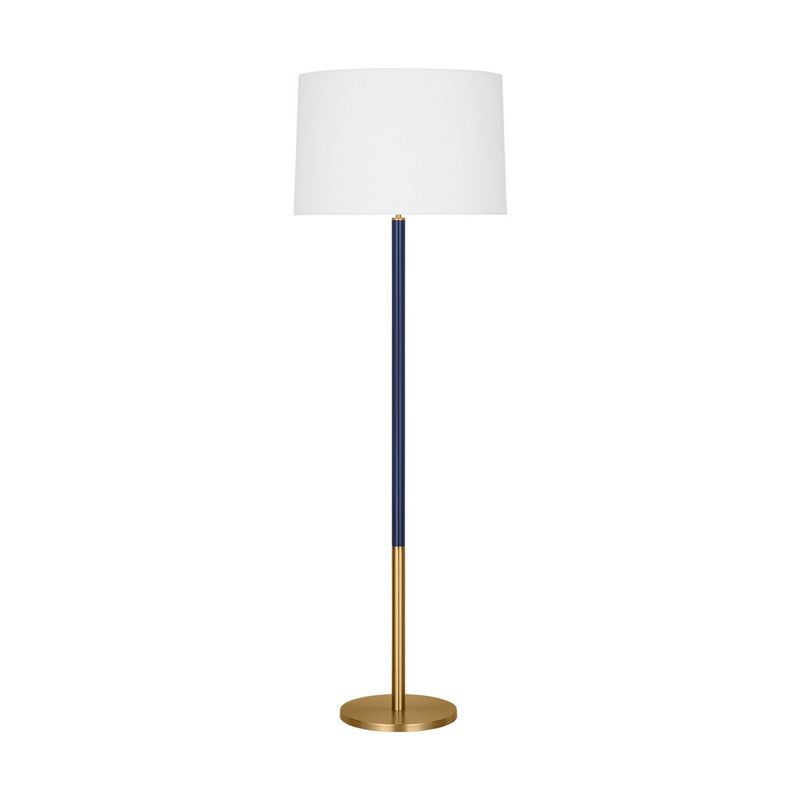 Monroe Large Floor Lamp in Burnished Brass and Navy