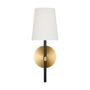 Monroe Small Wall Sconce in Burnished Brass and Glossy Black