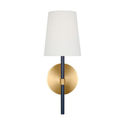 Monroe Small Wall Sconce in Burnished Brass and Navy