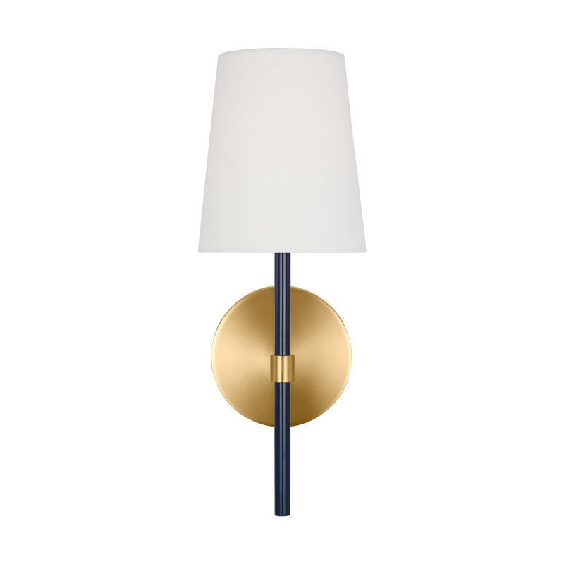 Monroe Small Wall Sconce in Burnished Brass and Navy