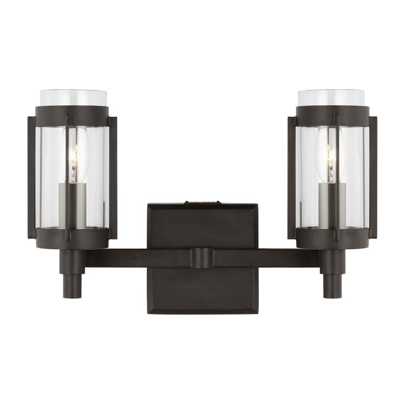 Flynn 2-Light Bath Vanity Light in Aged Iron