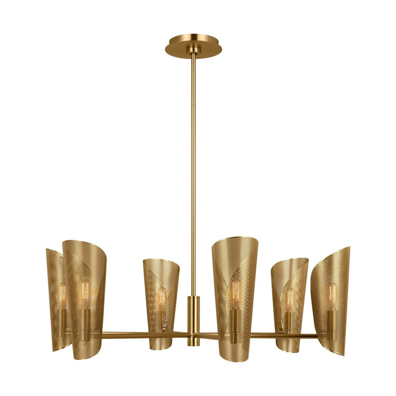 Plivot 6-Light Large Chandelier in Burnished Brass