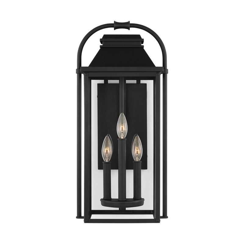 Wellsworth Medium 3-Light Outdoor Wall Lantern in Textured Black