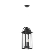Wellsworth 3-Light Outdoor Lantern Pendant in Textured Black