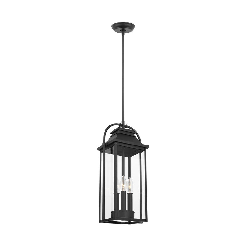 Wellsworth 3-Light Outdoor Lantern Pendant in Textured Black