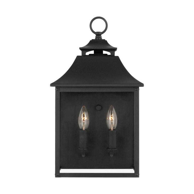 Galena 2-Light Pocket Outdoor Wall Lantern in Textured Black