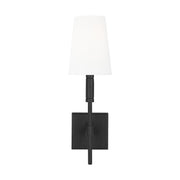 Beckham Classic Linen Shade Bath Sconce in Aged Iron