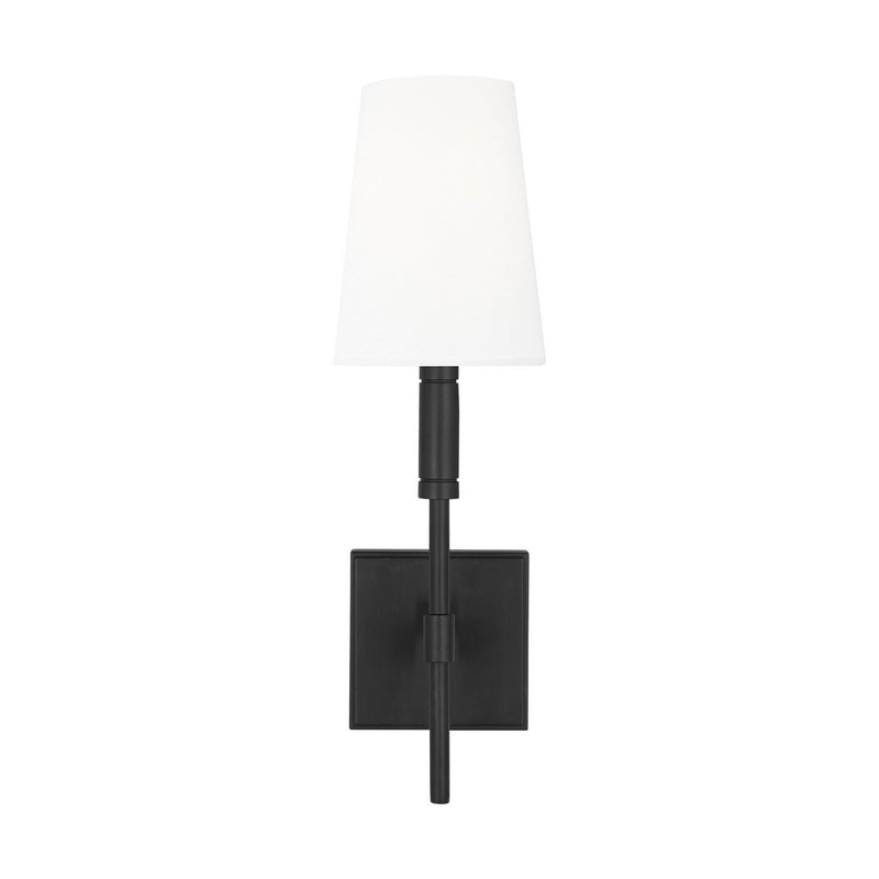 Beckham Classic Linen Shade Bath Sconce in Aged Iron