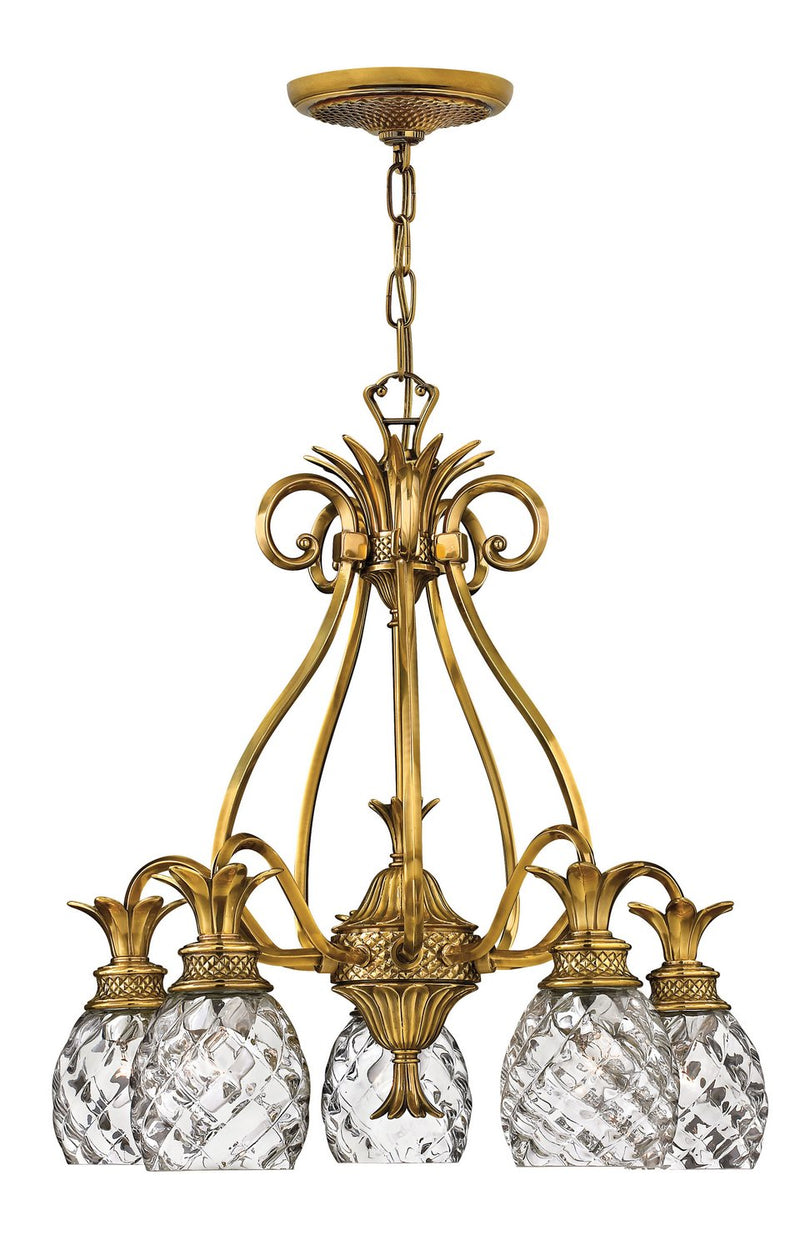 Plantation 5-Light Chandelier in Burnished Brass