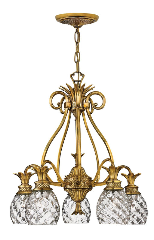 Plantation 5-Light Chandelier in Burnished Brass
