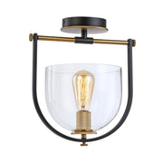 Cheshire Semi-Flush Mount in Black and Brass