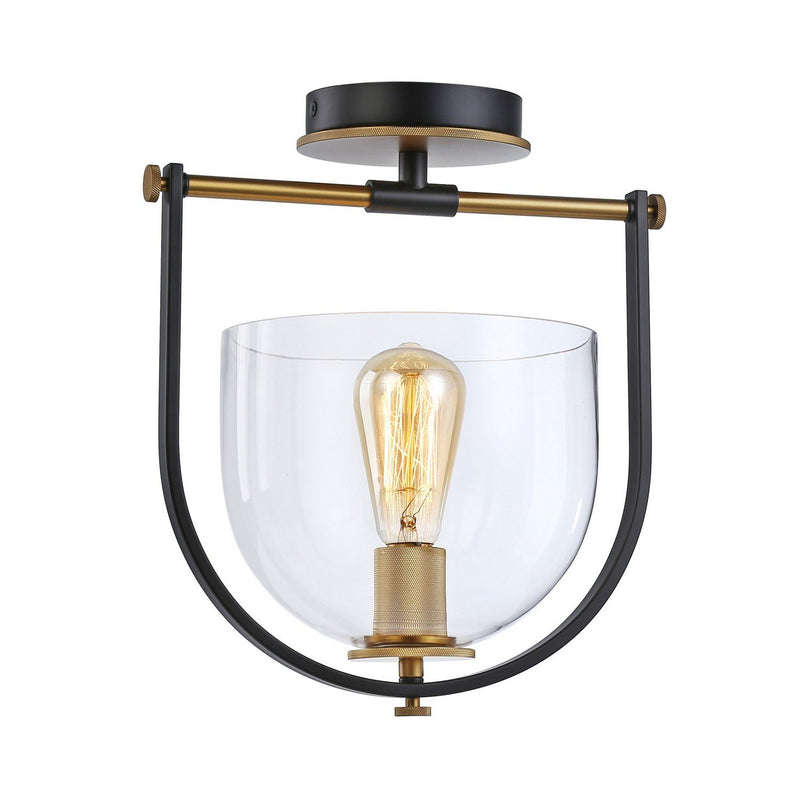 Cheshire Semi-Flush Mount in Black and Brass