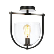 Cheshire Semi-Flush Mount in Black and Nickel