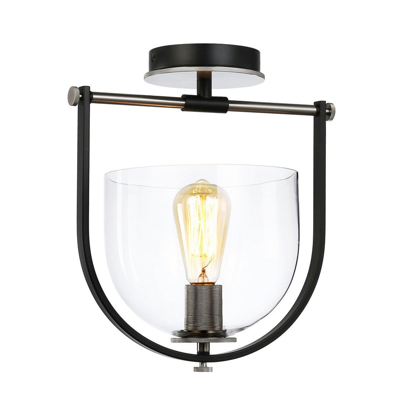 Cheshire Semi-Flush Mount in Black and Nickel