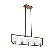Cheshire 5-Light Linear Pendant in Black and Brass