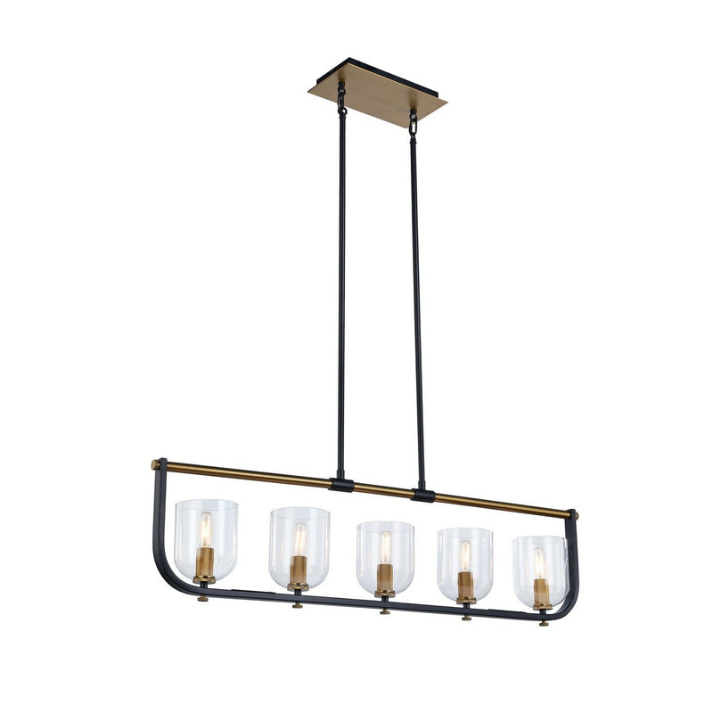 Cheshire 5-Light Linear Pendant in Black and Brass