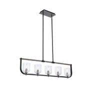 Cheshire 5-Light Linear Pendant in Black and Nickel