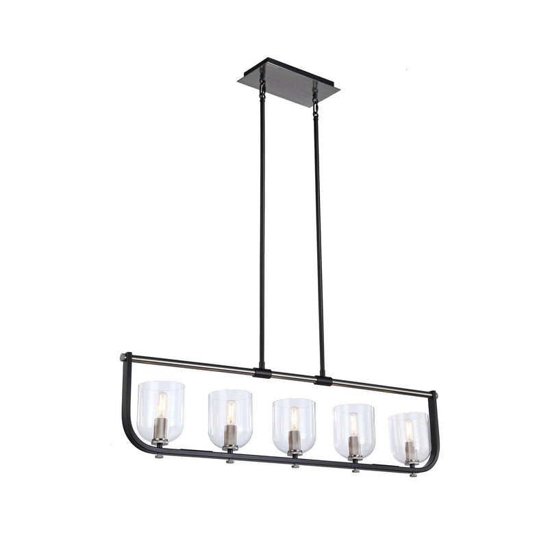 Cheshire 5-Light Linear Pendant in Black and Nickel