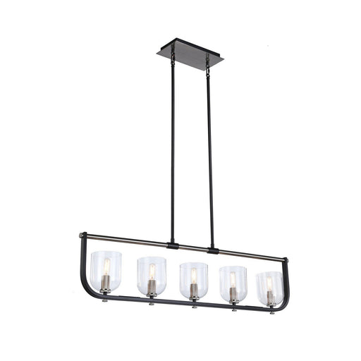 Cheshire 5-Light Linear Pendant in Black and Nickel