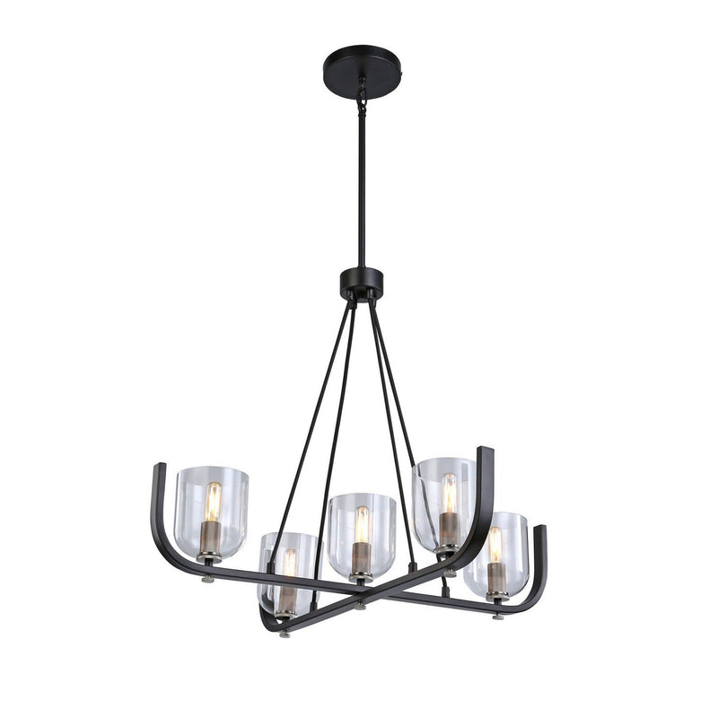 Cheshire 5-Light Chandelier in Black and Nickel