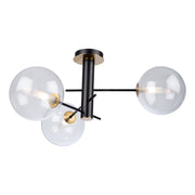 Aurelia 3-Light Semi-Flush Mount in Matte Black and Brass
