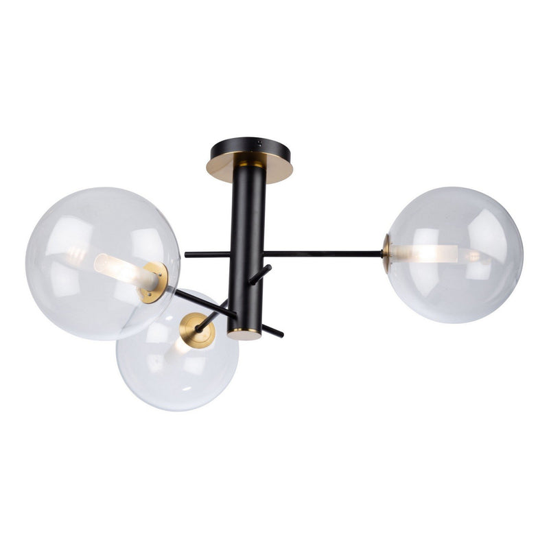 Aurelia 3-Light Semi-Flush Mount in Matte Black and Brass