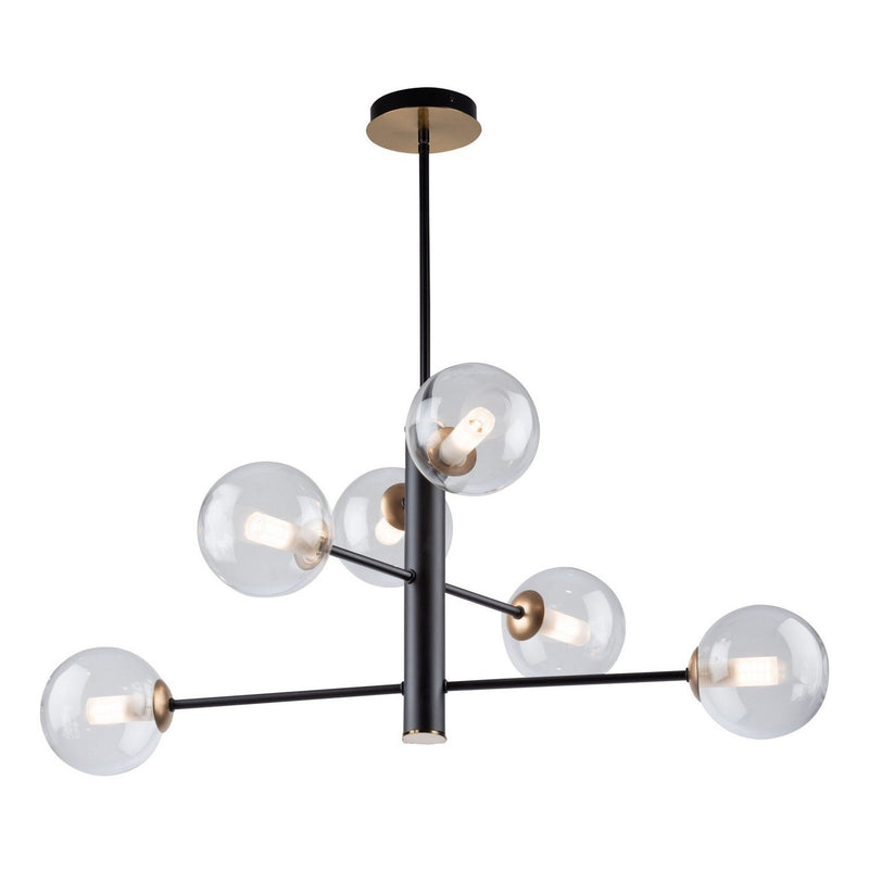 Aurelia 31" 6-Light Chandelier in Matte Black and Brass