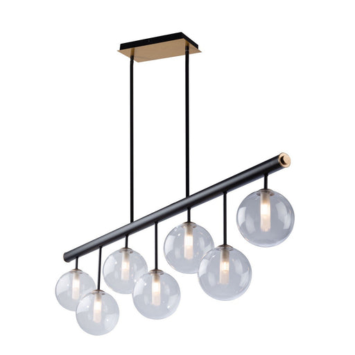 Aurelia 7-Light Linear Pendant in Matte Black and Brass
