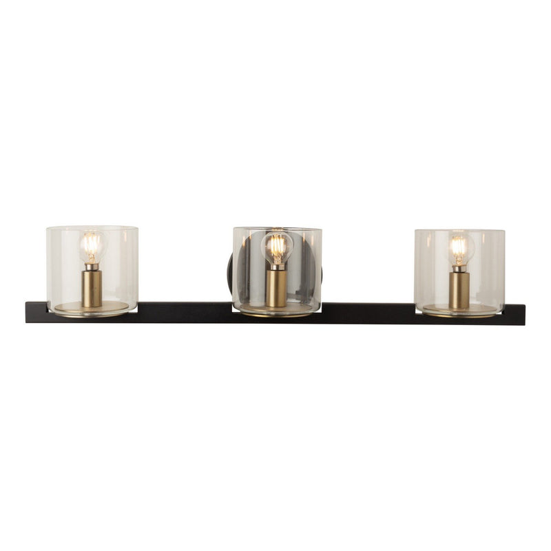 Salinas 3-Light Bath Vanity Light in Black and Brass