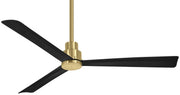 Simple 52" Outdoor Ceiling Fan in Soft Brass with Coal Blades