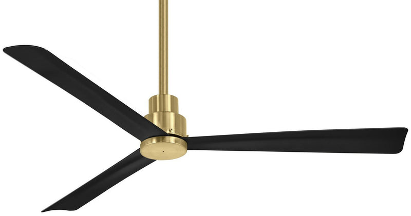 Simple 52" Outdoor Ceiling Fan in Soft Brass with Coal Blades