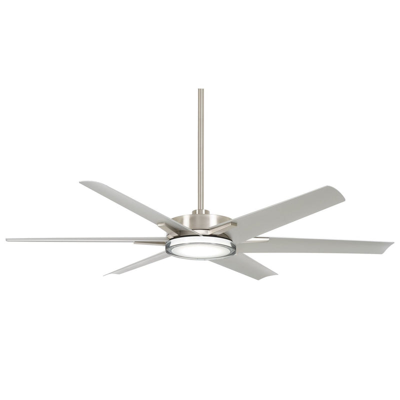 Deco 65" Outdoor LED Ceiling Fan in Brushed Nickel Wet / Silver