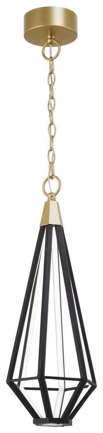 Dripping Gems LED Mini Pendant in Painted Soft Brass and Coal