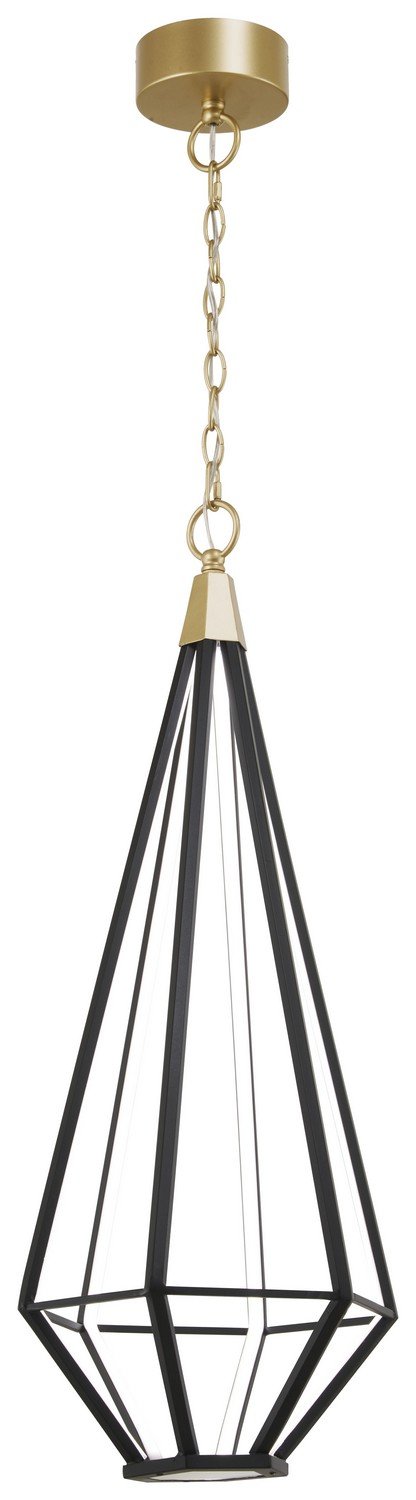 Dripping Gems LED Pendant in Painted Soft Brass and Coal