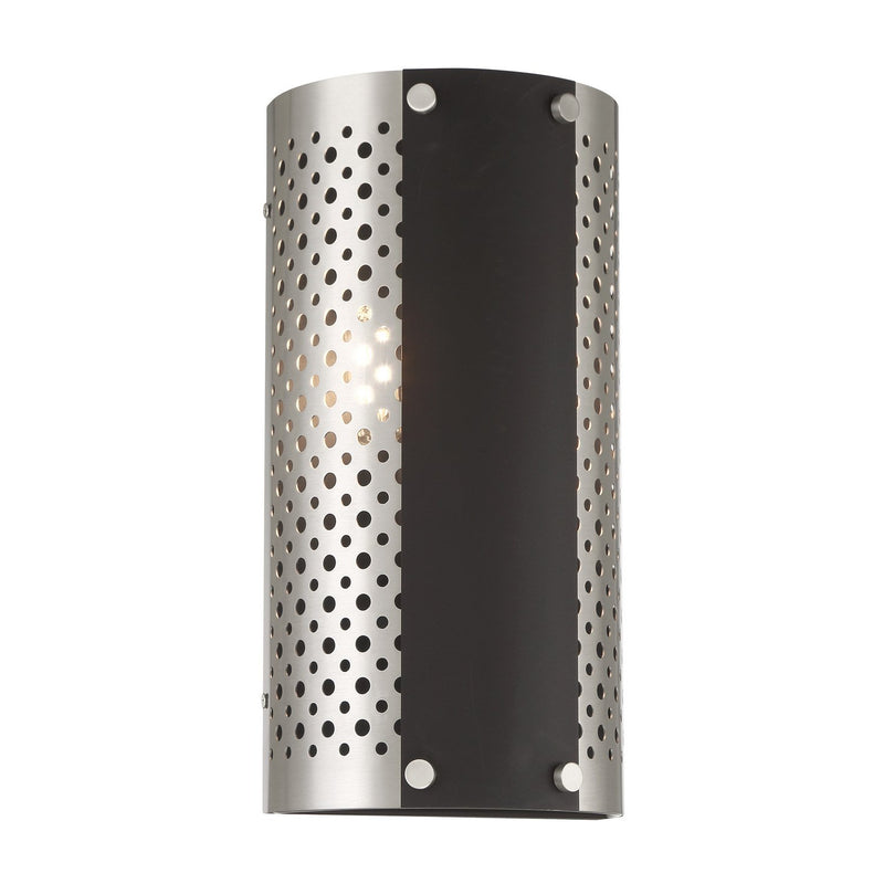 Noho by Robin Baron 2-Light Wall Sconce in Brushed Nickel with Sand Coal Highlights