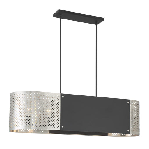 Noho by Robin Baron 6-Light Linear Pendant in Brushed Nickel with Sand Coal Highlights