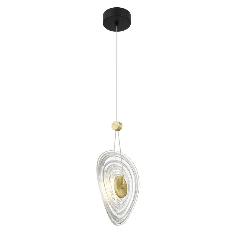 Topknot LED Pendant in Coal and Brushed Gold