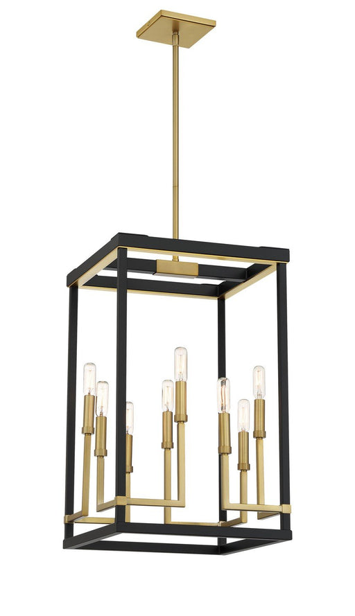 Union Estates Small 8-Light Pendant in Coal and Soft Brass