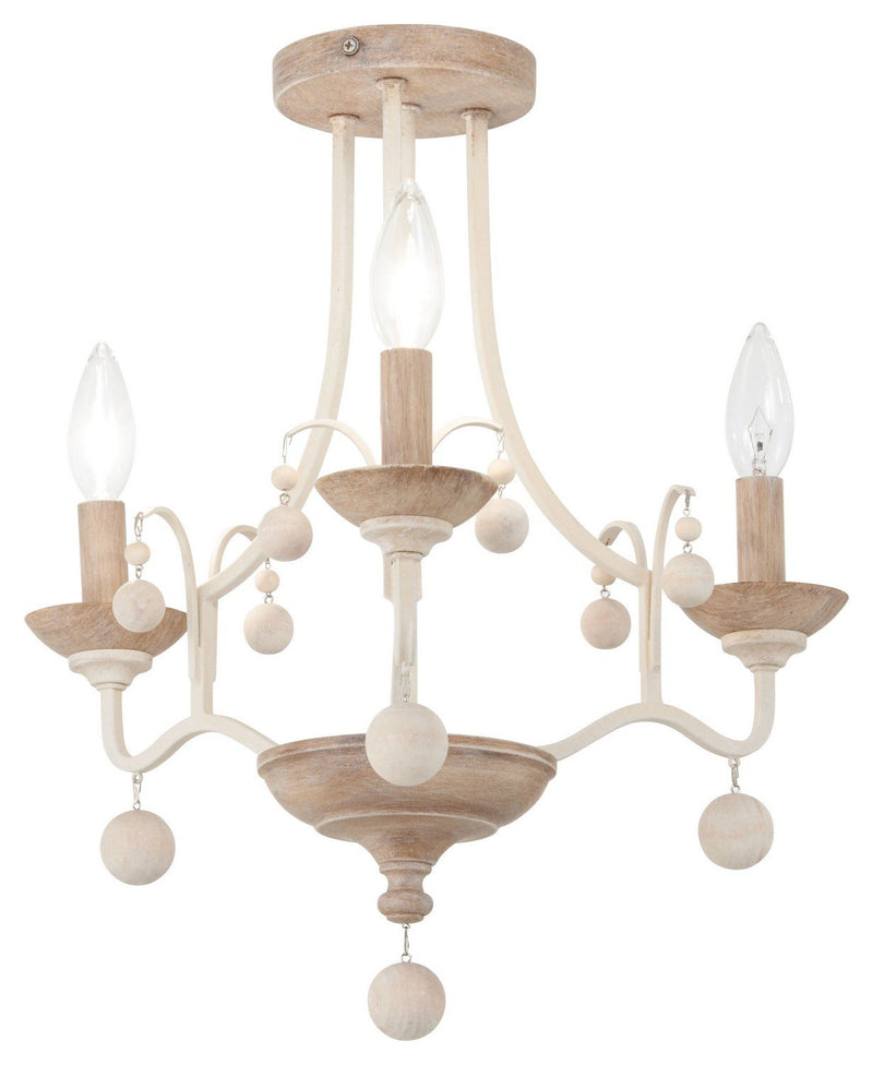 Colonial Charm 3-Light Convertible Chandelier in White Wash