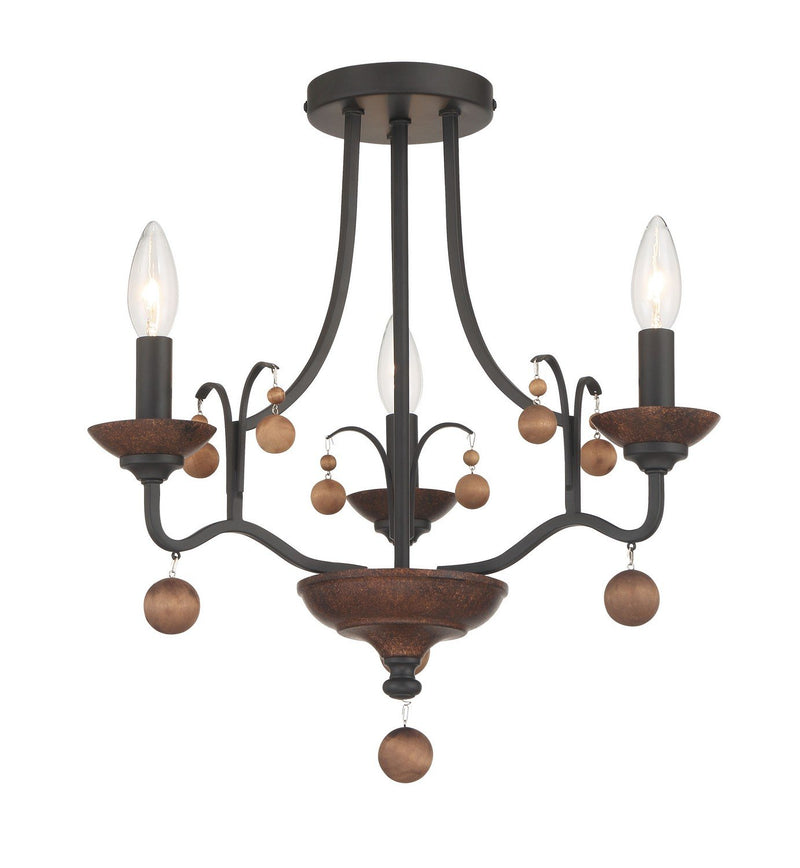 Colonial Charm 3-Light Convertible Chandelier in Old World Bronze